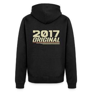 Né en 2017 Vintage 2017 Anniversaire Rétro 2017 - Veste à capuche bio Premium Unisexe - noir - Dos - Nico (187cm)