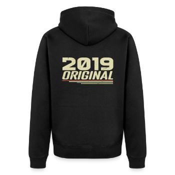 Né en 2019 Vintage 2019 Anniversaire Rétro 2019 - Veste à capuche bio Premium Unisexe - noir - Dos - Nico (187cm)