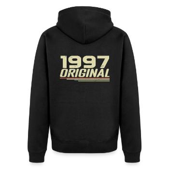Born in 1997 Vintage 1997 Retro Anniversary 1997 - Unisex Premium Organic Zip Hoodie - black - Back - Nico (187cm)