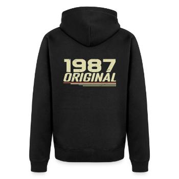Né en 1987 Vintage 1987 Anniversaire Rétro 1987 - Veste à capuche bio Premium Unisexe - noir - Dos - Nico (187cm)