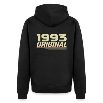 Born in 1993 Vintage 1993 Retro Birthday 1993 - Unisex Premium Organic Zip Hoodie - black - Back - Nico (187cm)