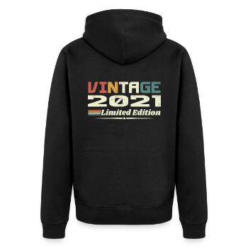Jahrgang 2021 Geschenk 2021 Geburtstag 2021 Retro - Unisex Premium Bio Zip Hoodie - Schwarz - Hinten - Nico (187cm)