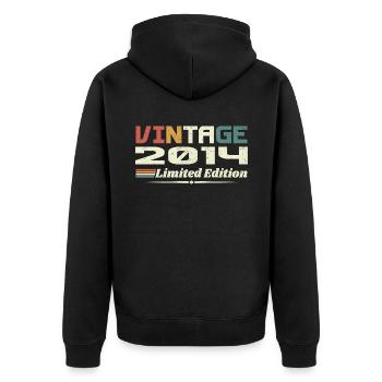 Vintage 2014 Gift 2014 Retro Birthday 2014 - Unisex Premium Organic Zip Hoodie - black - Back - Nico (187cm)