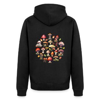 Collection de champignons des bois pour les amoureux de la nature - Veste à capuche bio Premium Unisexe - noir - Dos - Nico (187cm)