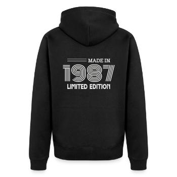 cadeau anniversaire 1987 idée cadeau 1987 - Veste à capuche bio Premium Unisexe - noir - Dos - Nico (187cm)