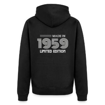 1959 Geburtstagsgeschenk 1959 Geschenkidee - Unisex Premium Bio Zip Hoodie - Schwarz - Hinten - Nico (187cm)