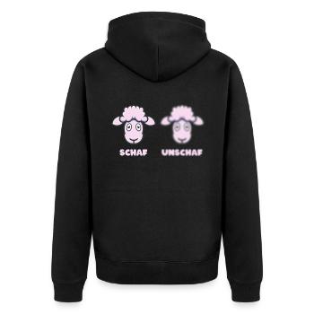 Scharfes Schaf (Unschärfe-Edition) - Unisex Premium Bio Zip Hoodie - Schwarz - Hinten - Nico (187cm)