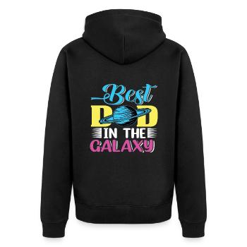 Best Dad in the Galaxy - Unisex Premium Organic Zip Hoodie - black - Back - Nico (187cm)