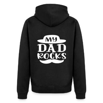 Mein Vater rockt - Unisex Premium Bio Zip Hoodie - Schwarz - Hinten - Nico (187cm)