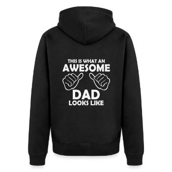 This i what an awesome dad looks like - Unisex Premium Organic Zip Hoodie - black - Back - Nico (187cm)