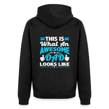 So sieht ein toller Vater aus - Unisex Premium Bio Zip Hoodie - Schwarz - Hinten - Nico (187cm)