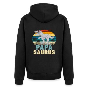 Papasaurus Fête des Pères Dinosaure T-Rex Idée Cadeau - Veste à capuche bio Premium Unisexe - noir - Dos - Nico (187cm)