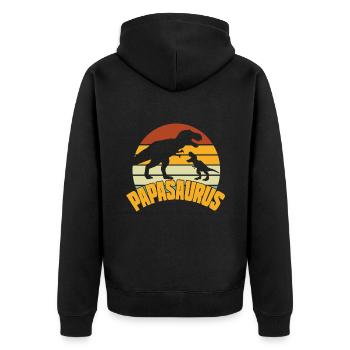 Papasaurus Fête des Pères Dinosaure T-Rex Idée Cadeau - Veste à capuche bio Premium Unisexe - noir - Dos - Nico (187cm)