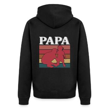 GRANDPA - Unisex Premium Organic Zip Hoodie - black - Back - Nico (187cm)