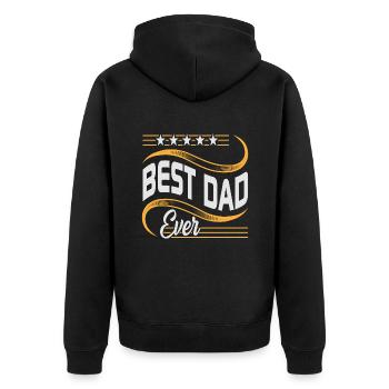 Bester Vater aller Zeiten - Unisex Premium Bio Zip Hoodie - Schwarz - Hinten - Nico (187cm)