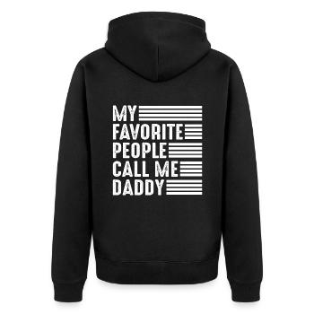 Papa - Vatertag - Männertag - Geschenk - Unisex Premium Bio Zip Hoodie - Schwarz - Hinten - Nico (187cm)