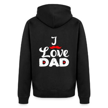 "Ich liebe Papa" - Unisex Premium Bio Zip Hoodie - Schwarz - Hinten - Nico (187cm)