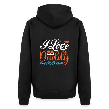 "Ich liebe Papa" - Unisex Premium Bio Zip Hoodie - Schwarz - Hinten - Nico (187cm)