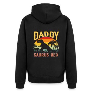 Vatertags-Geschenkidee für daddysaurus - Vatertag - Unisex Premium Bio Zip Hoodie - Schwarz - Hinten - Nico (187cm)