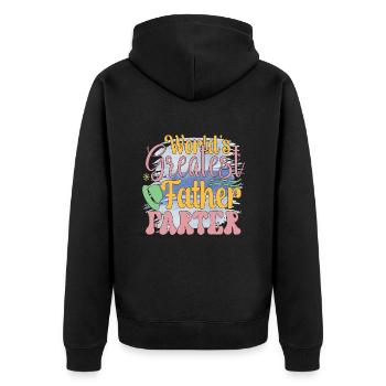 My father is my hero - Unisex Premium Organic Zip Hoodie - black - Back - Nico (187cm)