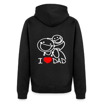 Ich liebe Papa DE - Unisex Premium Bio Zip Hoodie - Schwarz - Hinten - Nico (187cm)
