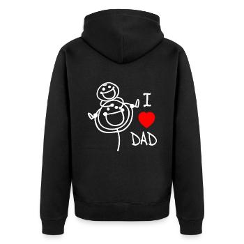 Ich liebe Papa DE - Unisex Premium Bio Zip Hoodie - Schwarz - Hinten - Nico (187cm)