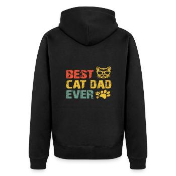 Vater der Katze - Unisex Premium Bio Zip Hoodie - Schwarz - Hinten - Nico (187cm)
