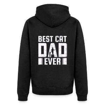 Vater der Katze - Unisex Premium Bio Zip Hoodie - Schwarz - Hinten - Nico (187cm)