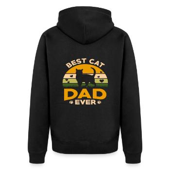 Vater der Katze - Unisex Premium Bio Zip Hoodie - Schwarz - Hinten - Nico (187cm)