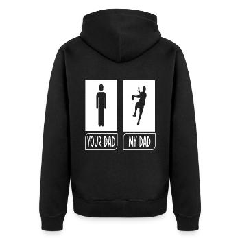 Vater - Vater - Vater - mein Vater - Unisex Premium Bio Zip Hoodie - Schwarz - Hinten - Nico (187cm)