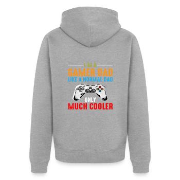 FATHER S DAY Gamer - Unisex Premium Bio Zip Hoodie - Grau meliert - Hinten - Nico (187cm)