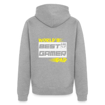 FATHER S DAY Gamer - Unisex Premium Bio Zip Hoodie - Grau meliert - Hinten - Nico (187cm)