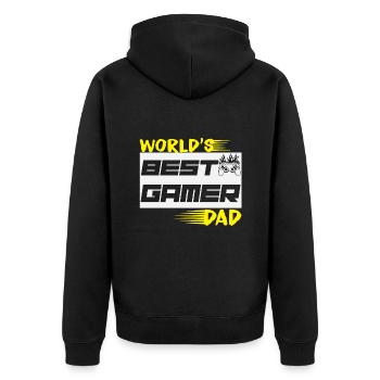 FATHER S DAY Gamer - Unisex Premium Bio Zip Hoodie - Schwarz - Hinten - Nico (187cm)