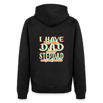 Stiefvater Papa - Unisex Premium Bio Zip Hoodie - Schwarz - Hinten - Nico (187cm)