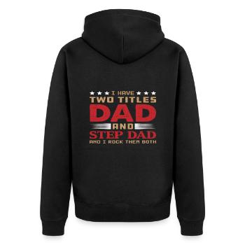 Stiefvater Papa - Unisex Premium Bio Zip Hoodie - Schwarz - Hinten - Nico (187cm)
