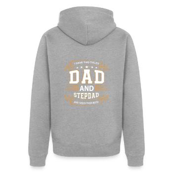 Stiefvater Papa - Unisex Premium Bio Zip Hoodie - Grau meliert - Hinten - Nico (187cm)