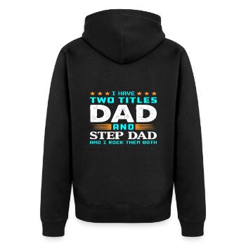 Stiefvater Papa - Unisex Premium Bio Zip Hoodie - Schwarz - Hinten - Nico (187cm)
