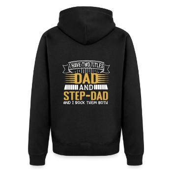 Stiefvater Papa - Unisex Premium Bio Zip Hoodie - Schwarz - Hinten - Nico (187cm)