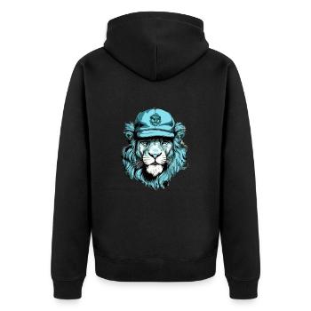 Boudi le lion bleu - Veste à capuche bio Premium Unisexe - noir - Dos - Nico (187cm)
