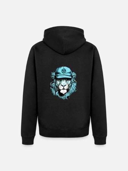 Boudi the blue lion - Unisex Premium Organic Zip Hoodie - black