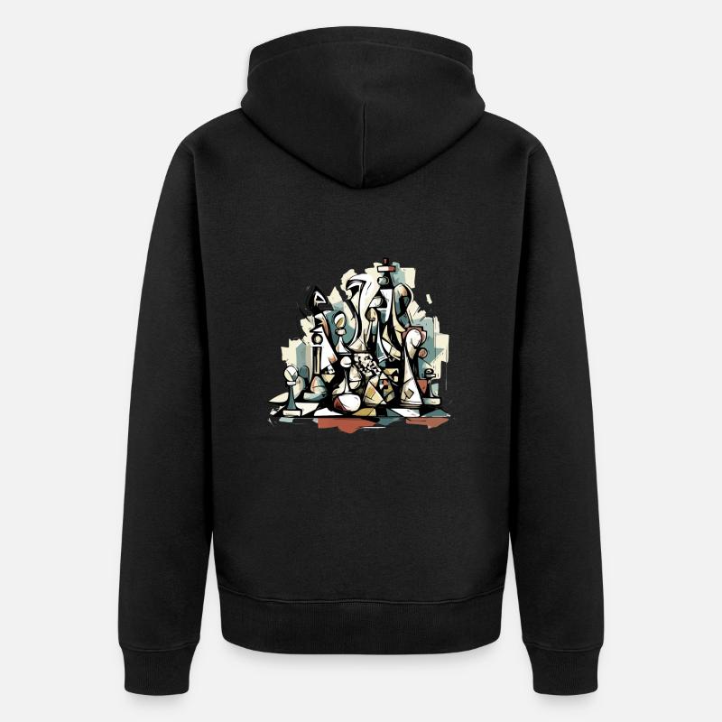 Composition échiquéenne n°5 - Veste à capuche bio Premium Unisexe - noir