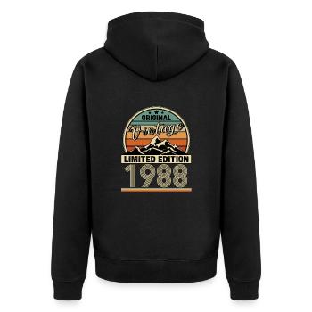 1988 - Unisex Premium Bio Zip Hoodie - Schwarz - Hinten - Nico (187cm)