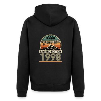 1998 - Unisex Premium Organic Zip Hoodie - black - Back - Nico (187cm)