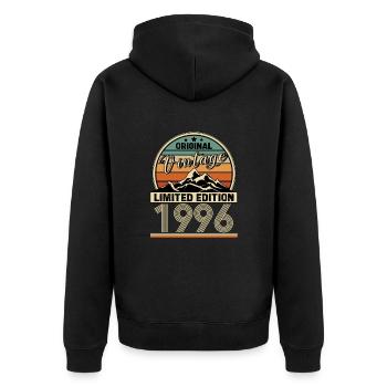 1996 - Unisex Premium Bio Zip Hoodie - Schwarz - Hinten - Nico (187cm)