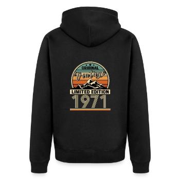1971 - Unisex Premium Bio Zip Hoodie - Schwarz - Hinten - Nico (187cm)