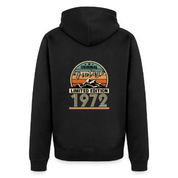 1972 - Unisex Premium Bio Zip Hoodie - Schwarz - Hinten - Nico (187cm)