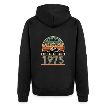 1975 - Unisex Premium Organic Zip Hoodie - black - Back - Nico (187cm)