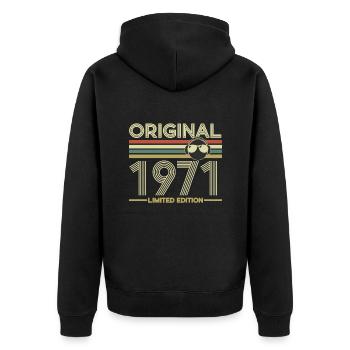 1971 - Unisex Premium Bio Zip Hoodie - Schwarz - Hinten - Nico (187cm)
