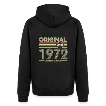 1972 - Unisex Premium Bio Zip Hoodie - Schwarz - Hinten - Nico (187cm)