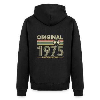 1975 - Unisex Premium Organic Zip Hoodie - black - Back - Nico (187cm)